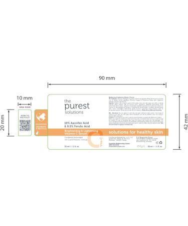 The Purest Solutions Brightening & Lightening Vitamin C Serum (10% Ascorbic Acid & 0.5% Ferulic Acid) - Revitalize & Renew Dull Skin - Anti-Aging Care & Anti-Stress Care - Vegan | Cruelty Free (30 ml) - Buy Online on SooperMarket.com