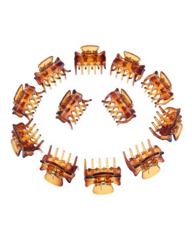 Fityle 12-Piece Resin Mini Hair Clip Set - Trendy Hair Grippers & Claws | Stylish Hair Accessories in Coffee Color for All Hair Types - Buy Online on SooperMarket.com
