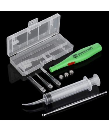 FOMIYES LED Ear Wax Removal Tools - Stainless Steel Ear Cleaner Spoon with Syringe for Ear Care - Portable Ear Wax Cleansing Kit - Random Color - Buy Online on SooperMarket.com