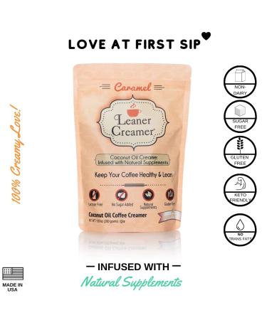 Leaner Creamer Coconut Oil Coffee Creamer - Caramel Flavor (9.87 oz) - Dairy-Free & Keto-Friendly - Buy Online on SooperMarket.com