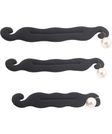 3pcs Pearl Hair Bun Maker for Women Lazy Hair Curler Bun Clips Flexible Foam Sponge Donut Maker for Making DIY Hair Styles Magic Hair Styling Tool Accessories(black) - Buy Online on SooperMarket.com