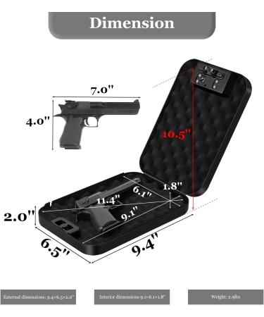 Biometric Gun Safe for Handgun - Quick Access Portable Pistol Safe with Fingerprint & Password Lock - High Strength Steel - Ideal for Car, Home, Travel, Nightstand - Buy Online on SooperMarket.com