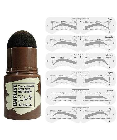 Eyebrow Stamp Shaping Kit, One Step Brow Stamp Stencil Kit Waterproof Eye Brow Stamp Makeup Tools Eyebrow Definer with 6 Reusable Eyebrow Stencils ( Dark Brown) Dark Blown