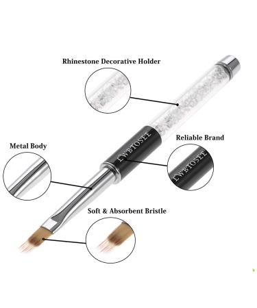 LWBTOSEE 2pcs Ombre Nail Brush Set - Rhinestone Handle Gradient Painting UV Gel Pen for Manicure Art - Black & White - Buy Online on SooperMarket.com