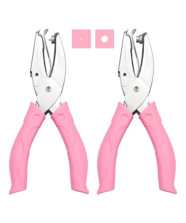 (2 Pack) 1/4 Inch and 1/16 Inch Shaped Circle Metal Single Handheld Hole Paper Punch Punchers with Soft Grip for Tags Clothing Ticket