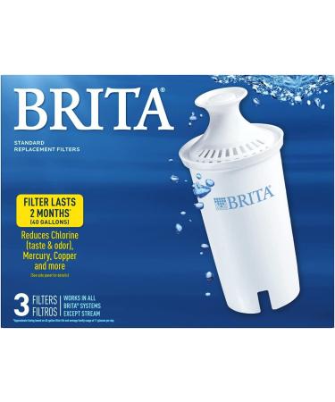 Brita Standard Water Filter Replacement - 3 Count, BPA Free for Pitchers & Dispensers - Buy Online on SooperMarket.com