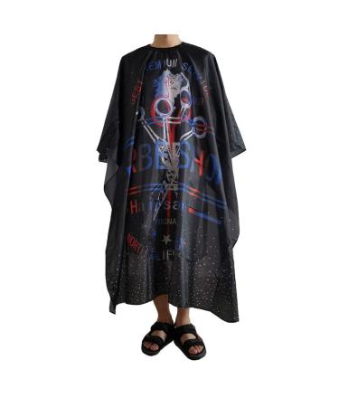 Tireow diy scissors pattern haircuts hairdresser cape salon and at home hairdressing dress around the cloak of hair dye haircut apron for coloring hair cutting (black)