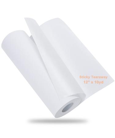 New brothread Sticky Self-Adhesive Tear Away Embroidery Stabilizer Backing 12" x 10 Yd roll - Medium Weight for Napped Fabric & Hoop Less Embroidery
