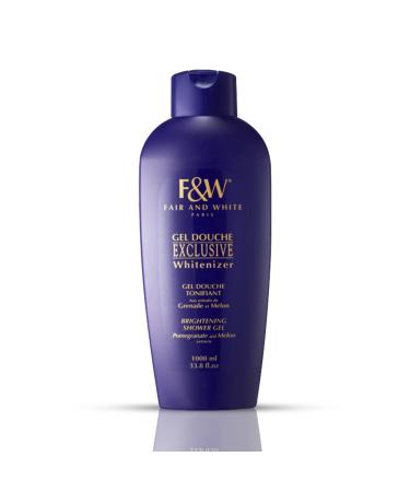 FAIR & WHITE Exclusive  Skin Brightening Body Wash - 33.8 fl.oz / 1000ml   Daily Shower Gel  Uneven Skin Tone  with Pomegranate and Melon Extracts