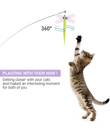 Bewudy 2 PCS Cat Wand Interactive Cat Toy Interactive Cat Wand Toys with Bells Cat Feather Toys for Indoor Cats Feather Dangler Funny Exercise for Indoor Cat Kitten Catcher (Ball) - Buy Online on SooperMarket.com