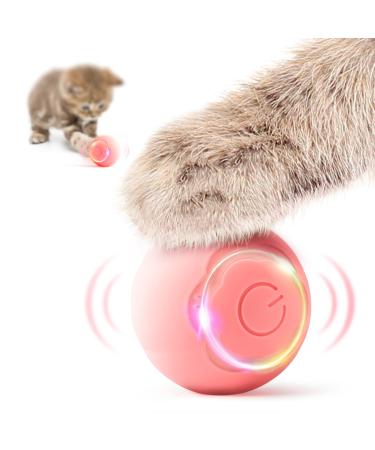 Baytion Interactive Cat Toy Ball Pet Toy Ball with LED Light Auto Rotating Intelligent for Cat Indoor USB Rechargeable (Pink)