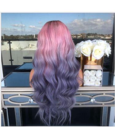BGHJUE Gradient Purple Long Curly Lace Front Wig - Human Hair for Black Women | Pre Plucked Brazilian Remy Hair - Buy Online on SooperMarket.com