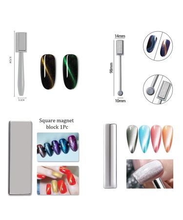 9-Piece Cat Eye Nail Magnet Tool Set for Gel Polish Nail Art | Double-Head Flower Design Pens and Multi-Function Board - Buy Online on SooperMarket.com