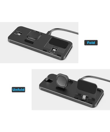GLANA 3-in-1 Portable Charging Station for Apple Devices - Foldable Charger Stand for iWatch and iPhone AirPods Pro - Black - Buy Online on SooperMarket.com