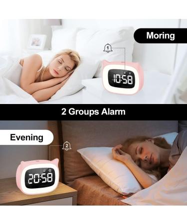 Buy Aoreun Digital Alarm Clock for Kids - Cute Cat Design Dual Alarm Night Light 18 Music 5 Brightness Modes - Perfect Children's Gift - Buy Online on SooperMarket.com