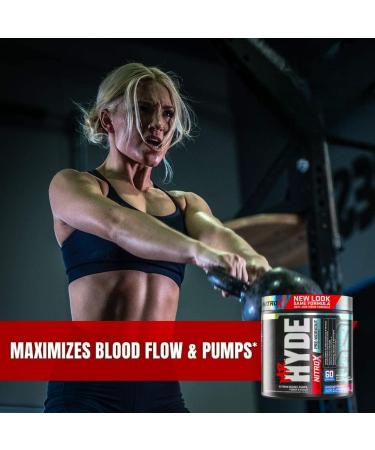 Hyde-Nitro X Pre-Workout Powder | Extreme Energy Pumps Power & Focus | High Stimulant Pre-Workout | 400mg Caffeine 1g Creatine HCL Teacrine & Nitrosigine | 60 Servings (Blue Razz Popsicle) Blue Razz Popsicle 60 Servings - Buy Online on SooperMarket.com