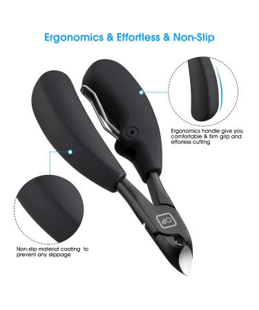 opove X5 Black Heavy Duty Toenail Clippers for Thick Ingrown Nails - Precision Nail Scissors with Super Sharp Curved Blade - Professional Grooming Tool - Buy Online on SooperMarket.com