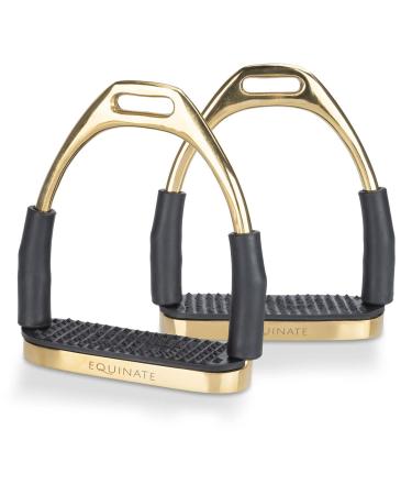 Equinate safety bars Fremont 10cm gold - with anti -slip tread made of rubber - stirrup for adults and children - relieves the ankles - 2 pieces