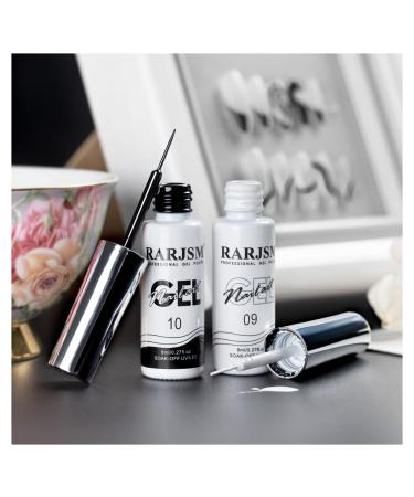 Nail Art Gel Liner Set - Black & White Design Polish Paint - 2Pcs 8ml Soak Off Curing Gel Polish with Thin Brush - DIY Home Salon French Manicure - Buy Online on SooperMarket.com
