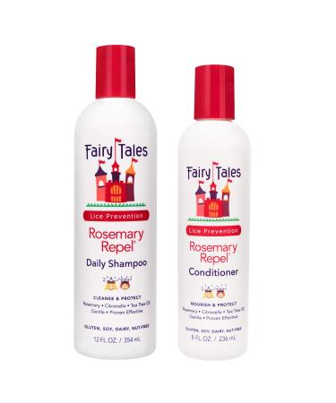 Fairy Tales Rosemary Repel Lice Shampoo - Daily Kids Shampoo (12 Fl Oz) & Conditioner (8 Fl Oz) Duo for Lice Prevention