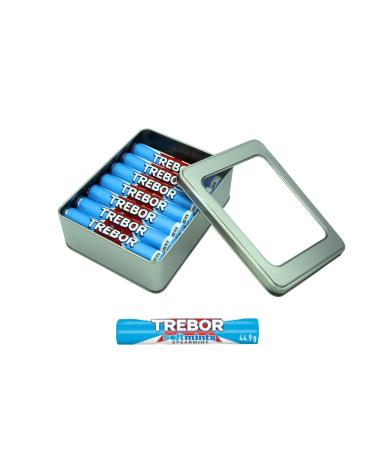 Trebor Softmints Spearmint Mints 14 Rolls x 44g Bundle with Silver Refillable Window Lid Tin - Gluten Free and Vegan