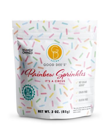 Good Dee's Sugar Free Sprinkles | Low Carb Rainbow Sprinkles | Keto Sprinkles with All Natural Coloring | | Diabetic Dye-Free Dairy-Free & Gluten-Free | (1g Net Carbs Per Serving)