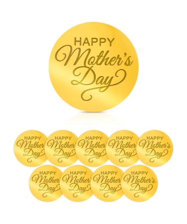 lasuroa 10pcs Happy Mother's Day Cake Topper Acrylic Round Mothers Day Cupcake Topper Mirror Engraved Cake Decoration for Dessert Birthday Party Supplies (Gold)