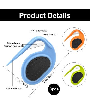 GMXJGZ 3PCS Pet Knot Opener Grooming Knife - Cat Knot Comb Hair Removal Tool & Massage Brush | Blue Green Orange - Buy Online on SooperMarket.com