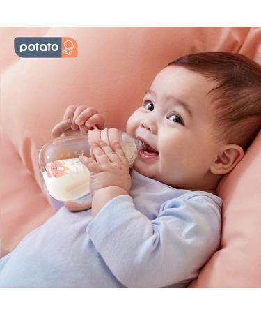 POTATO Glass Baby Bottles - Anti-Colic Breastfeeding Bottles with Medium Flow Nipple - 6 oz Pink - Suitable for Babies 3-6 Months - Buy Online on SooperMarket.com
