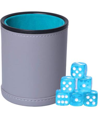 PU Leather Dice Cup Set - Quiet Shaking for Various Games - Includes 6 Regular Dice - Lake Grey - Buy Online on SooperMarket.com