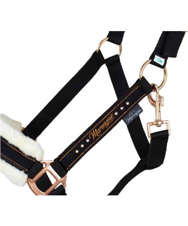 Shop Marengos Halter Set with Lead Rope - Elegant Black/Rose Gold for Warmbloods | International Shipping Available - Buy Online on SooperMarket.com
