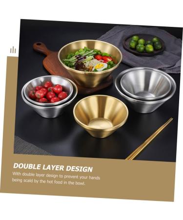 Zerodeko 4pcs Double Layer Insulation Bowl Camping Bowls Noodle Bowl Decorative Soup Bowl Dishes Reusable Ice Cream Bowls Korean Soup Noodles Stainless Steel Bowl Toddler Anti-Scald Pasta 12X12X5.8CMx4pcs Goldenx4pcs - Buy Online on SooperMarket.com