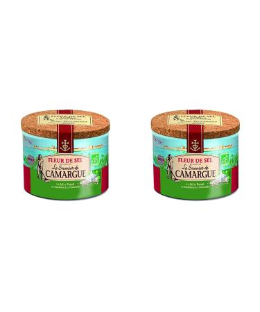 Le Saunier de Camargue Fleur de-Sel Knoblauch parsley in 125 g can premium sea salt from the south of France ideal as finishing of dishes (pack with 2) 125 g (2 pack) garlic parsley