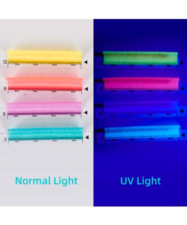 Colorful Neon UV Eyelash Extensions 15mm 0.07C Easy Fan - Blue, Yellow, Purple, Pink - Buy Online on SooperMarket.com