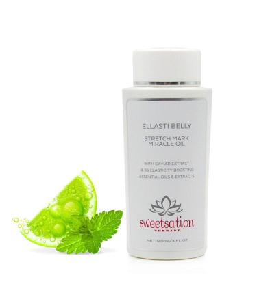 Sweetsation Therapy- Organic EllastiBelly Stretch Mark Miracle Oil 4oz. Stretch Marks Prevention in Pregnancy With Omega 3 6 9 Vitamins Amino Acids 30+ Extracts to Boost Elasticity
