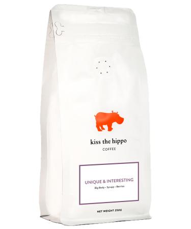 Kiss the Hippo - Unique & Interesting Coffee | Whole Beans | Single Origin | Carbon-Negative | Aeropress Cafetiere Filter | Notes of Red Apple Redcurrant Caramel | 250 gr Orange 250 g (Pack of 1)