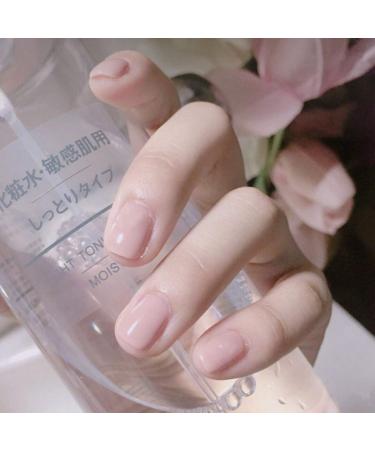 Brishow Artificial Nails Pink Short False Nails Natural Acrylic Stick on Nails Full Cover 24pcs for Women or Girls