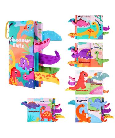 Vicloon Baby Cloth Books for Babies Baby Soft Books with 3D Animal Tails Touch and Feel Soft Books Early Learning Babies First Books Quiet Books for 0-3 Year Old Toddlers Kids(Dinosaur)