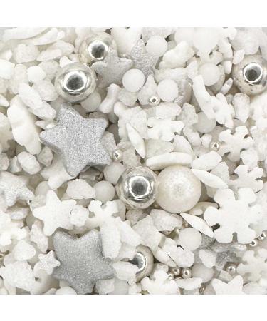 Sprinkletti - Snowy Night - 100g. This White & Silver Christmas shapes & sprinkles is ideal for all of your festive themed cakes & bakes. Just enough for a single bake. (Snowy Night)