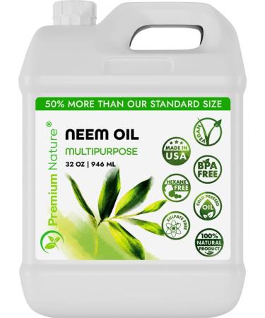 Premium Nature Organic Neem Oil For Skin - Natural - 32 Oz.