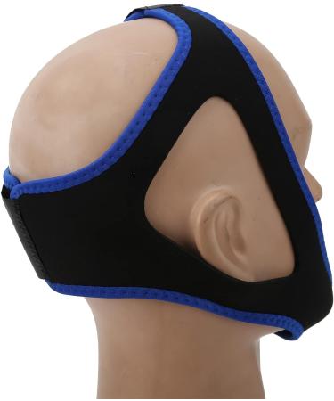 Adjustable Breathable Anti-Snoring Chin Strap - Black with Blue Edge - Buy Online on SooperMarket.com