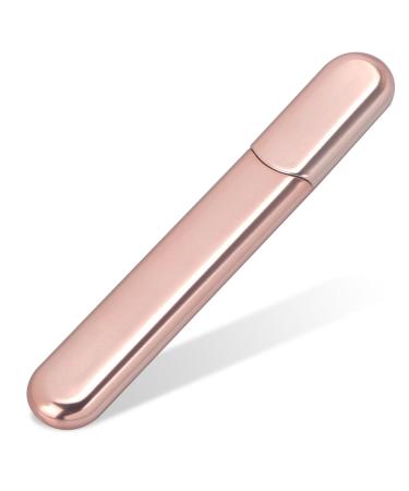 Premium Glass Nail File with Case, Crystal Diamond Salon Best Beauty Nail Buffer for Natural and Acrylic Nails Christmas Gift for Woman and Man,Apricot