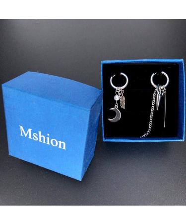 Mshion Unisex Moon Stud Earrings with Jewelry Box - 1 Pair | Unique Gift Idea - Buy Online on SooperMarket.com