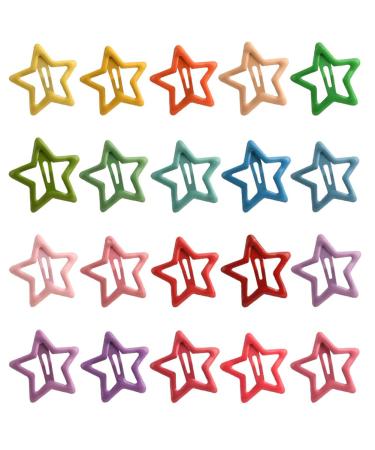 20 Pieces Hair Clips Hair Barrette Hair Snap Clips Metal Hair Snap Clips Stars Hair Barrettes Hair Accessories for Women  Multicolor