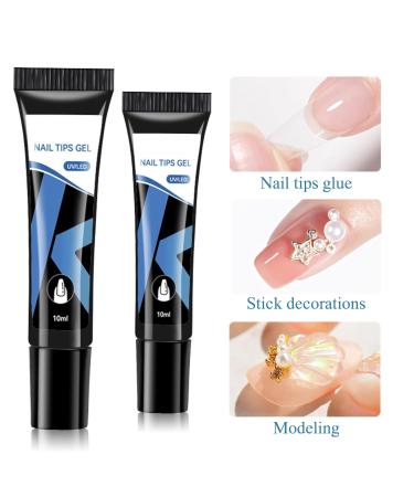 Extra Strong Solid Nail Gel Glue for Press on Nails, Acrylic Tips, and Extensions - Cured for Added Strength - Rhinestone Adhesive Included - Buy Online on SooperMarket.com