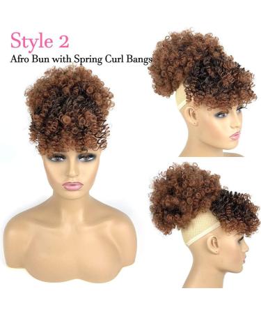 Afro Puff Drawstring Ponytail with 2 Bangs Afro High Puff Bun with Spring Curl Bangs and Afro Puff Bangs Clip in Hairpieces Pineapple Updo Ponytail with Bangs(T1B/30) 1 ponytail+ 2 bangs T1B/30 - Buy Online on SooperMarket.com