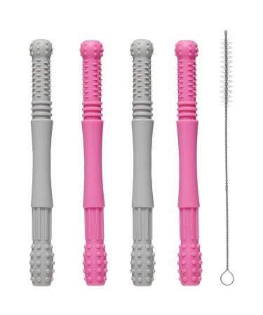 Silicone Baby Teething Tubes - Soft Teething Toys for Babies 0-12 Months- Perfect for Soothing Teething Irritation in Babies and Toddlers - Safe and Hygienic  Non-Toxic and BPA-Free  Dishwasher Safe Girls