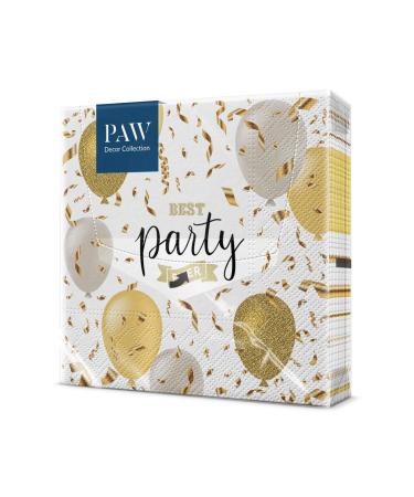 PAW - Napkins 3 -layer (33 x 33 cm) I 20 pieces I Perfect for birthdays parties weddings communion and celebrate I paper napkins colorful - balloons gold party report I Elegant Balloons