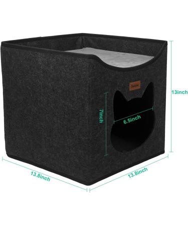 Geizire Cat House - Large Foldable Cat Cave for Indoor Cats - 2022 New Design - Cute Opening Shape - Medium Dark Grey - Buy Online on SooperMarket.com