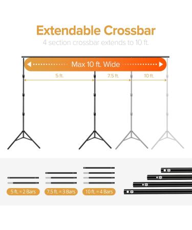 10x9.6ft Heavy Duty Background Support System | Curtain Style Backdrop Stand for Photography and Events | Sturdy Frame with Ring Holder Clips - LimoStudio AGG3003 - Buy Online on SooperMarket.com